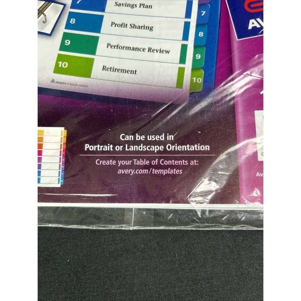 Avery Classic Customizable Table Of Contents‎ Dividers, 10 Tab - 6 Sets - New